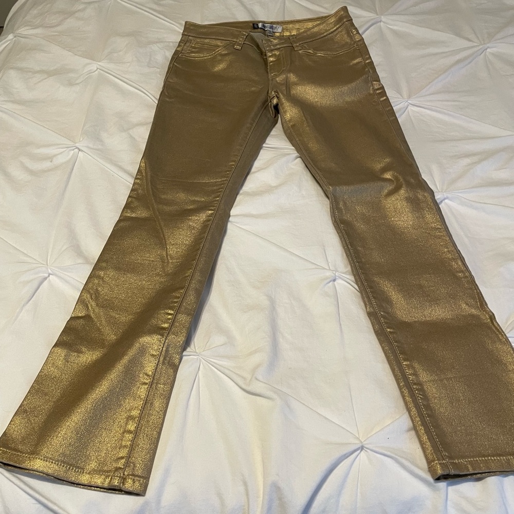 Gold Metallic Jennifer Lopez Straight jeans